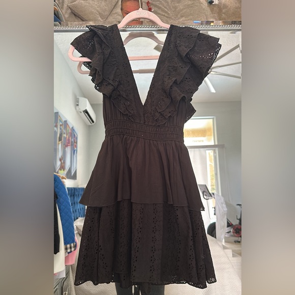 Playa Lucila Ruffle Mini Dress Black XS - Picture 2 of 4
